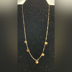 Italian 10k Yellow Gold Heart Charm Paper Clip Link Necklace